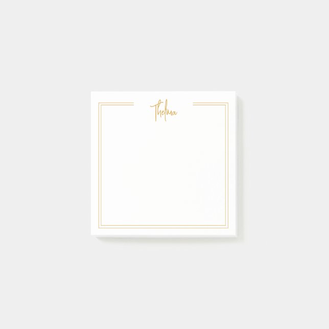 Snyggt Guld Dubbla Gräns med Namn Post det Post-it Block (Framsida)