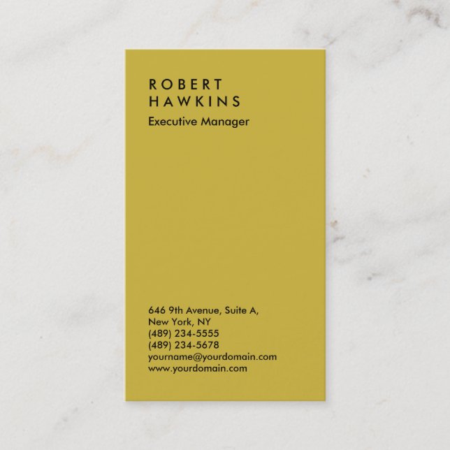 Snyggt guld färg professionell, vanlig chef visitkort (Framsida)