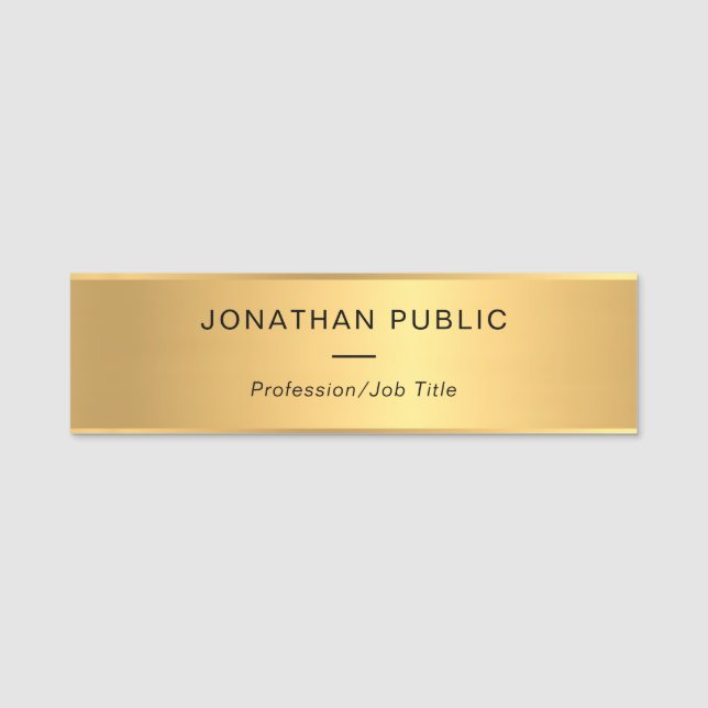 Snyggt Guld Färg Simple Elegant Template Modern Namnbricka (Framsida)