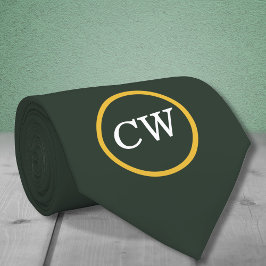 Snyggt Guld & Forest Grönt Monogram Slips