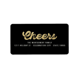 Snyggt Guld Glitter Cheers Helgdag Adressetiketter Returadress Etikett