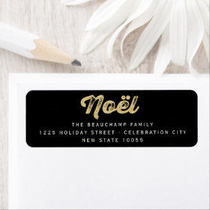 Snyggt Guld Glitter Noel-Returadressen i jul Returadress Etikett