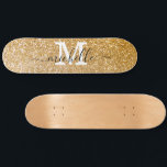 Snyggt Guld Glitter Personlig Monogramme Mini Skateboard Bräda 18,5 Cm<br><div class="desc">Trendig elegant Guld Gnistra Anpassade Monogrammed monogram Skateboard (Redigera)</div>