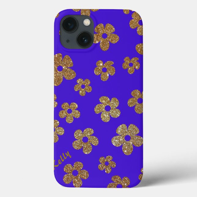 Snyggt Guld Glitter Se Blommigt iPad Mini Case (Baksida)