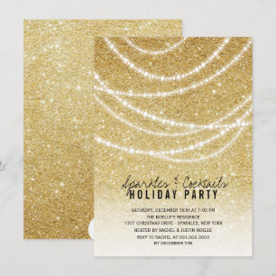 Snyggt Guld Glitter Sparkles Julfest Inbjudan