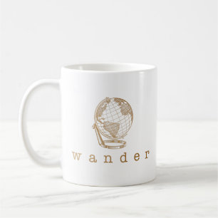 Snyggt Guld Globe Wander Quote for Travel Älskare Kaffemugg