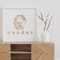 Snyggt Guld Globe Wander Quote for Travel Älskare