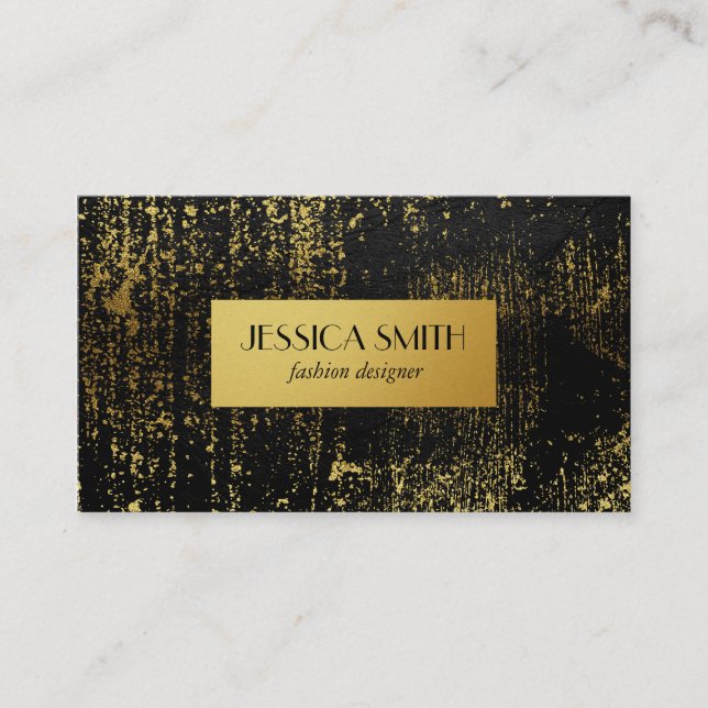 Snyggt Guld Grunge Metallic Faux Leather/Guld Visitkort (Framsida)