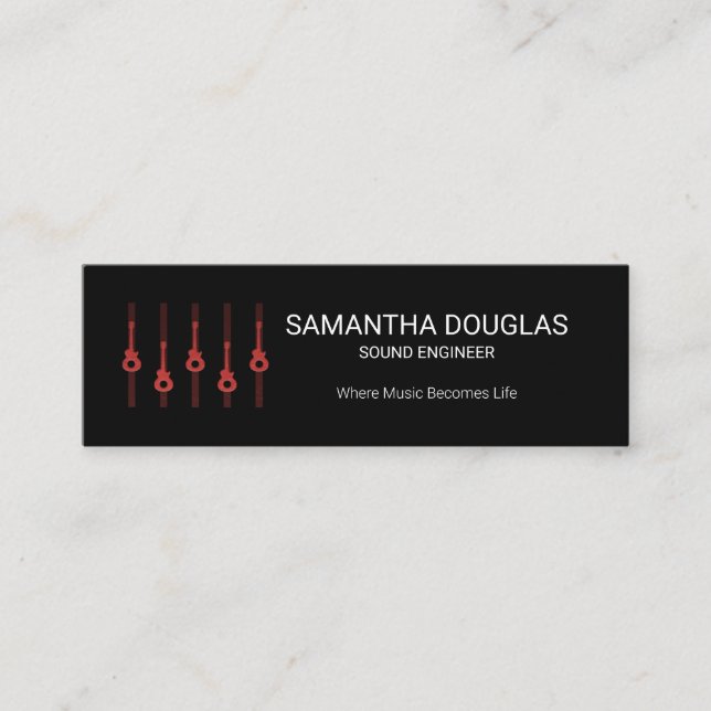 Snyggt Guld Guitar Equalizer Panel Ljud Ingenjör Mini Visitkort (Framsida)