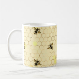 Snyggt Guld Gult Bees Honeycomb Kaffemugg