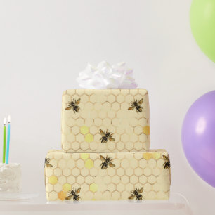 Snyggt Guld Gult Bees Honeycomb Presentpapper