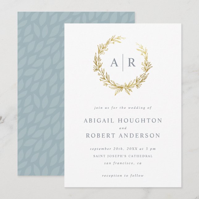 Snyggt Guld Hand-dragen utandningsluft Initialer B Inbjudningar (Fram/baksida)