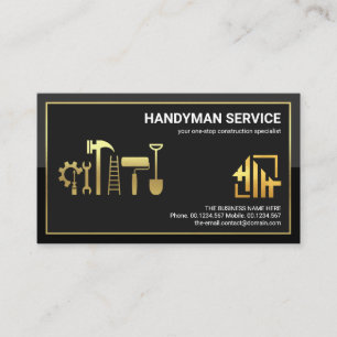 Snyggt Guld Handyman Ram Verktyg Home Logotyp Visitkort