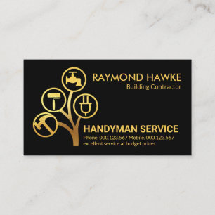 Snyggt Guld Handyman Verktyg Träd Visitkort