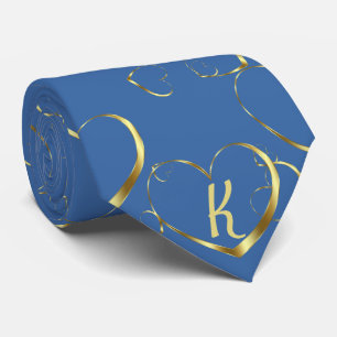 Snyggt Guld Heart Monogram Valentine Kärlek Blue Slips