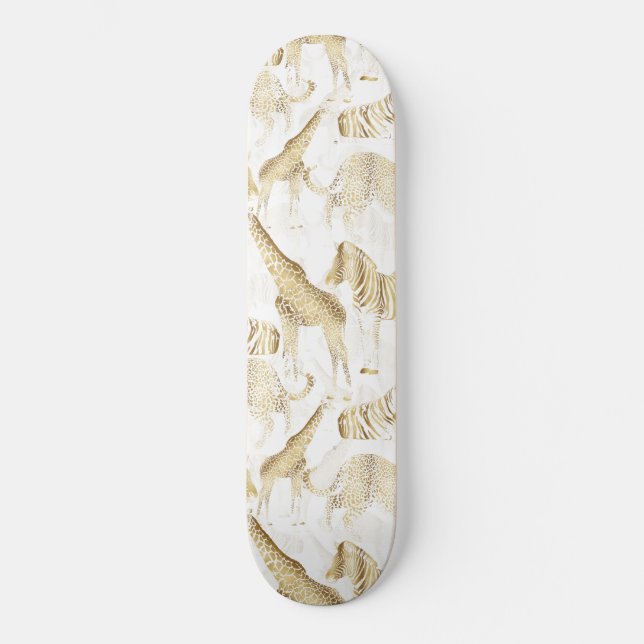Snyggt Guld Jungle Vilda djur Mönster Mini Skateboard Bräda 18,5 Cm (Framsida)