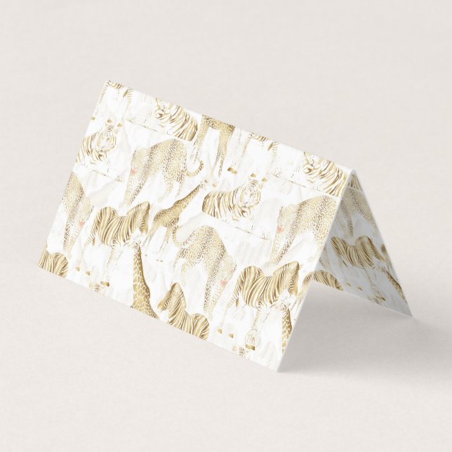 Snyggt Guld Jungle Vilda djur Mönster Visitkort (Framsida)