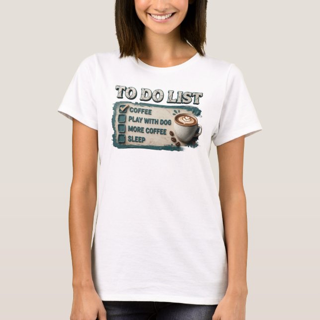 Snyggt Guld KAFFE LEK MED HUND Stilfullt Statement T Shirt (Framsida)