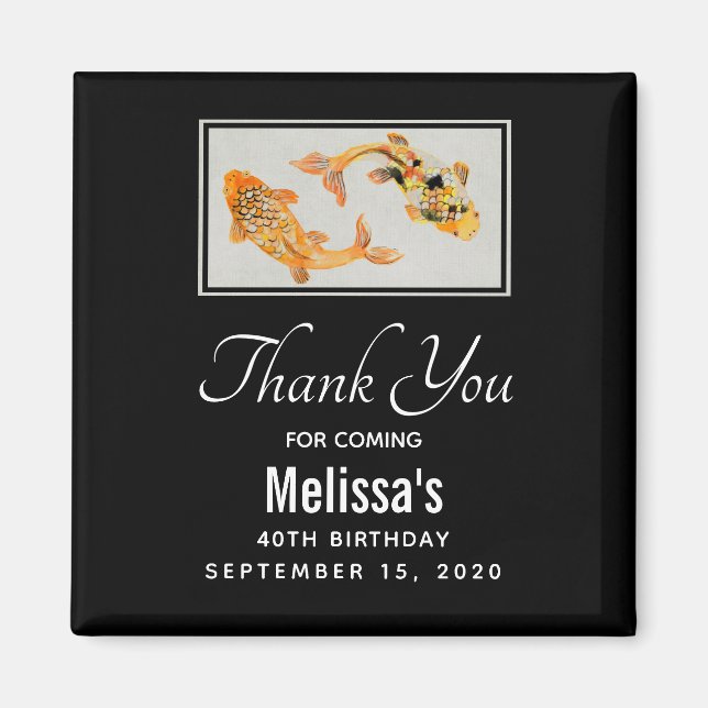 Snyggt Guld Koi Fish Birthday Tack Magnet (Framsidan)