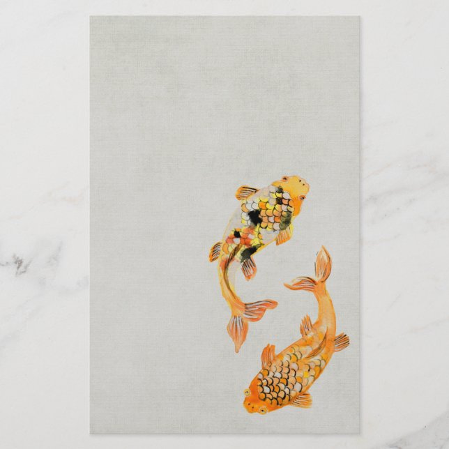 Snyggt Guld Koi Fish Brevpapper (Framsida)