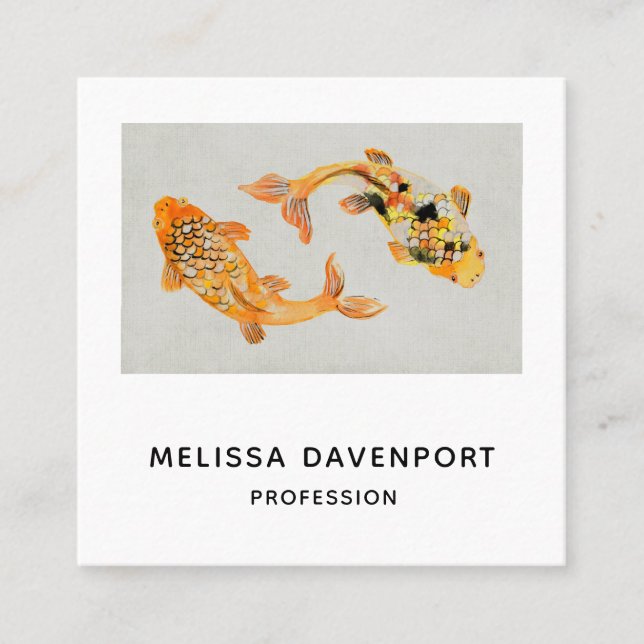 Snyggt Guld Koi Fish Fyrkantigt Visitkort (Framsida)