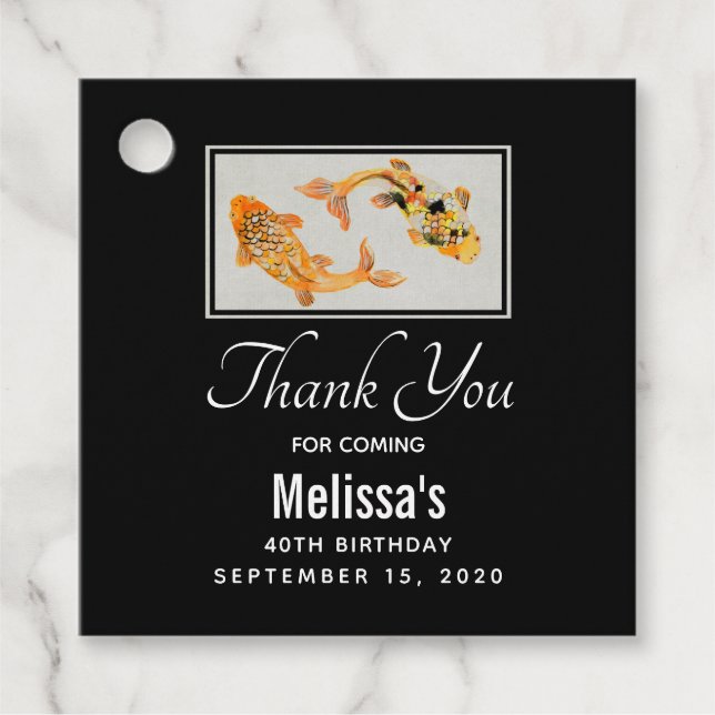 Snyggt Guld Koi Fish Gåvor Etiketter (Framsida)