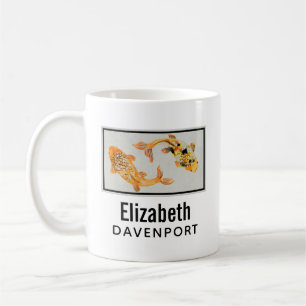 Snyggt Guld Koi Fish Kaffemugg
