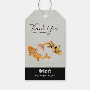 Snyggt Guld Koi Fish Tack Presentetikett