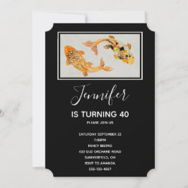 Snyggt Guld Koi Fiskfödelsedag Inbjudningar