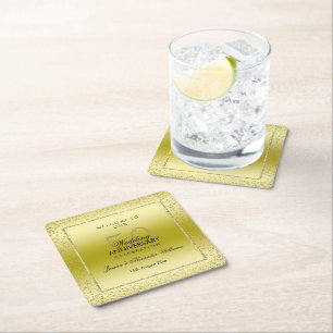 Snyggt Guld Konfetti 50:e Bröllop-kvadraten  Underlägg Papper Kvadrat