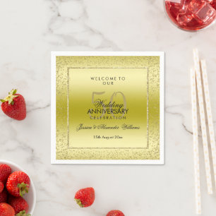 Snyggt Guld Konfetti 50:e Bröllop Napkins Pappersservett