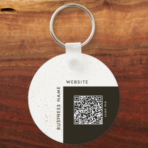 Snyggt Guld Logotyp och QR-kodföretagskedja Nyckelring