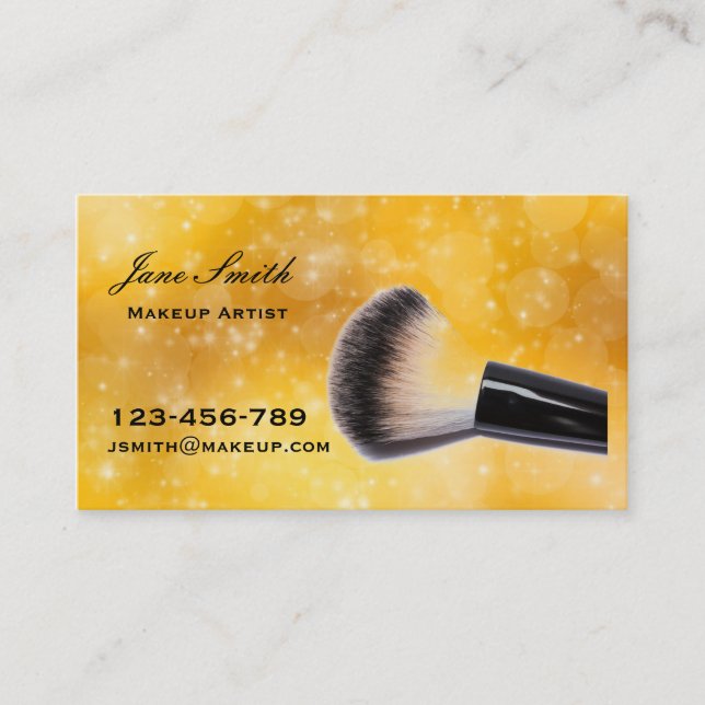 Snyggt guld makeup-artist med makeup push visitkort (Framsida)