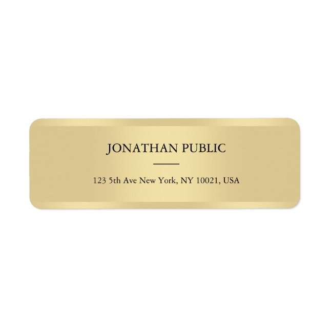 Snyggt Guld-mall Modern Minimalistisk enkel Returadress Etikett (Framsidan)