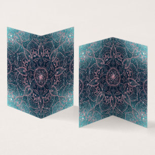 Snyggt Guld Mandala Blue Nebula Stars Visitkort
