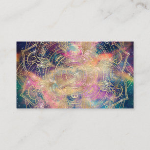 Snyggt Guld mandala vattenfärg och Nebula Färgst Visitkort