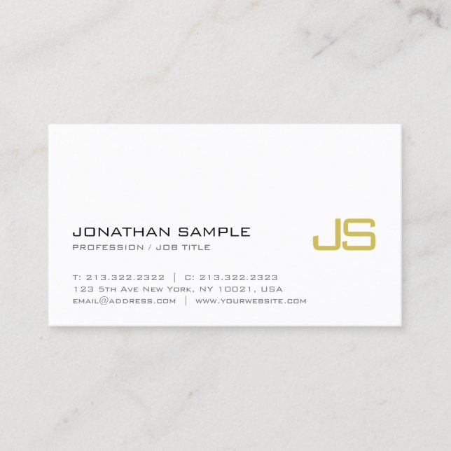 Snyggt Guld Monogram Plain Modern Luxury Trendig Visitkort (Framsida)