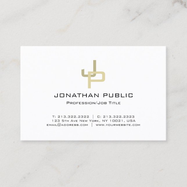Snyggt Guld Monogram Professionell Modern Clean Visitkort (Framsida)