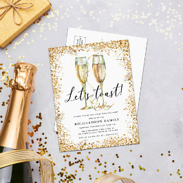 Snyggt Guld Nya året Party Inbjudan Vykort