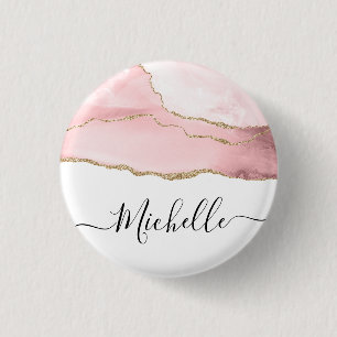 snyggt guld och  agate personlig knapp