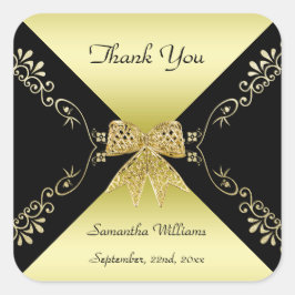 Snyggt Guld och svart dekorativt fack Tack Fyrkantigt Klistermärke