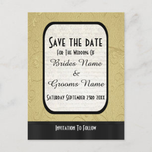 Snyggt guld och svart save the date meddelande vykort