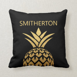 Snyggt Guld Pineapple Black Family Namn Kudde
