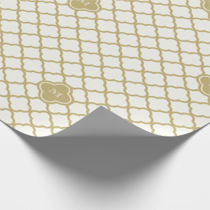 Snyggt Guld Quatrefoil Mönster Bröllop Monogram M Presentpapper