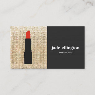 Snyggt Guld Sequin Makeup Artist Lipstick Beauty Visitkort