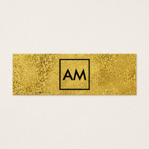 Snyggt Guld Specks Metallic Guld Monogram Litet Visitkort