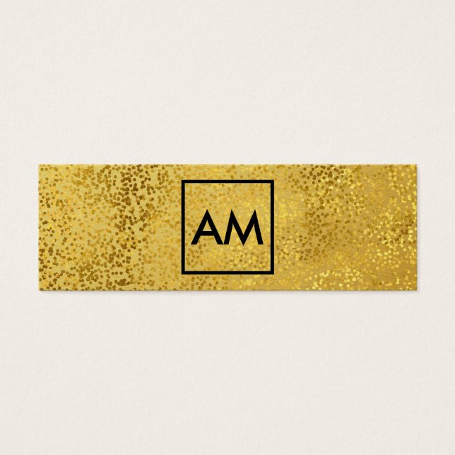 Snyggt Guld Specks Metallic Guld Monogram Litet Visitkort (Framsidan)