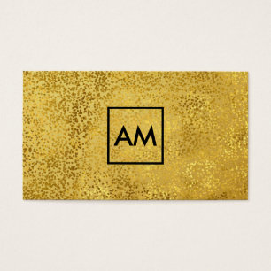 Snyggt Guld Specks Metallic Guld Monogram Visitkort