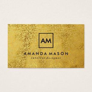Snyggt Guld Specks Metallic Guld Monogram Visitkort