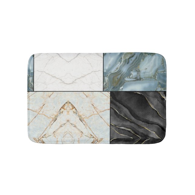Snyggt Guld svartvit Marble mönster Badrumsmatta (Framsidan)